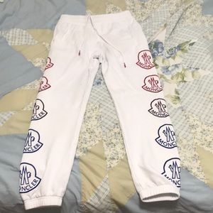 Moncler white logo lounge pants